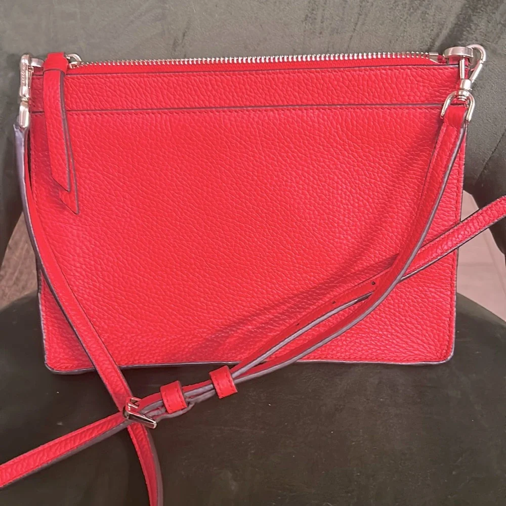 kate spade Red Pebbled Leather Studded Crossbody Satchel